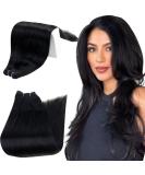 RUNATURE 40CM Real Hair Wefts Black Extensions - 100g Straight Hair for Sewing | Color #1 - Buy Online on GoSupps.com