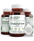 Natural Nutra Chelated Iron Supplement for Men and Women - 180 Tablets, Promotes Healthy Red Blood Cells, Nails, Hair Growth, and Skin Health - Buy Online on GoSupps.com