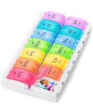 BoxSik 7-Day Pill Organizer - Rainbow 14 Compartments Medication Doser with Removable Sections for Morning & Evening Use - Buy Online on GoSupps.com
