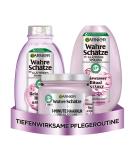 Garnier True Treasures Smoothing Hair Care Set with Rice Water | Shine & Suppleness for Medium-Length Hair | Shampoo Rinse & Treatment - 3-Part Set - Buy Online on GoSupps.com
