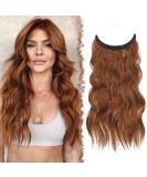 FESHFEN Invisible Wire Hair Extensions - Long Wavy Copper Red Synthetic Hair Piece 16 inch - Buy Online on GoSupps.com