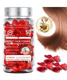 Hair Vitamin Serum Oil Capsules - 50pcs | Nourishing Treatment with A C E Pro B5 Moroccan & Avocado Oils | Repair Dry Damaged Hair for Men & Women - Buy Online on GoSupps.com