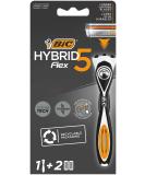 BIC Hybrid 5 Flex Men's Razor Kit with Nano-Tech Titanium 5-Blade Refills - 3 Piece Set - Buy Online on GoSupps.com