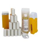 EpilWax Complete Hair Removal Waxing Kit - with 12 Honey Wax Roll-on Cartridges Roll On Wax Heater 100 Strips and Waxing Oil Honey 1 count (Pack of 1) - Buy Online on GoSupps.com