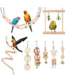 Vegena Bird Toys Set of 8 - Colorful Wooden Ladder Toys & Landing Pads for Budgies Parrots Finches & More - Premium Cage Accessories - Buy Online on GoSupps.com