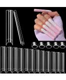 XXXL Clear No C Curve Square Nail Tips - 504 Pcs - Extra Long Half Cover for Acrylic Nails - EJIUJIUO - Buy Online on GoSupps.com