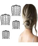 4 Pcs Metal Hair Fork Clip Set for Updo Bun - Black Hair Side Combs & Pin Stick - Women's Hair Styling Tool - Buy Online on GoSupps.com