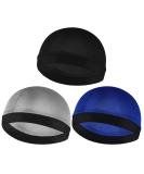 Sibba 3Pcs Elastic Band Silkly Wave Caps for Men - Wide Strap Durag Caps- Blue/Grey/Black - Buy Online on GoSupps.com