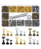 Paxcoo 480 Sets Double Cap Rivets with Setting Tool Kit for Leather Craft - 3 Sizes, Tubular Metal Studs - 4 Colors - Buy Online on GoSupps.com