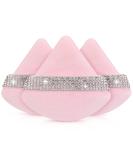 Giesiery 3 Pieces Powder Puff Set - Soft Triangle Velour Makeup Puffs for Loose & Mineral Powder Body Powder Wet Dry Blending - Perfect for Undereye - Peach Pink - Buy Online on GoSupps.com