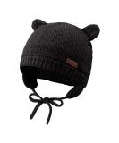 XIAOHAWANG Baby Earflap Beanie Hat - Soft Knit Bear Design, Black - 0-6 Months - Buy Online on GoSupps.com