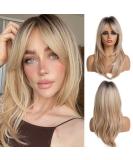 Oefei 20 Inch Blonde Layered Synthetic Wig with Dark Roots - Perfect for Daily Wear - Buy Online on GoSupps.com