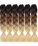 LDMY Jumbo Braids Hair Extensions 6 Bundle Pack - Ombre Brown & Blonde 24 Synthetic Kanekalon Jumbo Braiding Hair - Buy Online on GoSupps.com