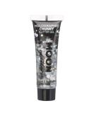 Holographic Chunky Face & Body Glitter Gel by Moon Glitter - Silver - Cosmetic Festival Glitter Face Paint for Face Body Hair Nails - 12ml - Buy Online on GoSupps.com