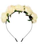 Buy Rosary Headband with White Roses | Bridal Flower Wreath Hair Accessory | Perfect Bridesmaid & Wedding Hairpiece - Buy Online on GoSupps.com