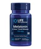 Life Extension Melatonin 750 mcg - 6 Hour Timed Release, 60 Vegetarian Tablets for Sleep Support - Buy Online on GoSupps.com
