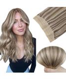 Easyouth 14 Inch Light Brown Highlight Platinum Blonde Wire Hair Extensions - 70g Human Hair, Invisible Fish Line Extension #8P60 - Buy Online on GoSupps.com