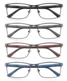MODFANS 4 Pack Reading Glasses for Men - Blue Light Filter Metal Frame - Rectangle Style - Stainless Steel +1.00 - Shop Now! - Buy Online on GoSupps.com
