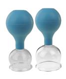 PULOX Pulox cupping glasses set made of real glass 2 pieces 5.2 cm and 6.2 cm blue facial cup cupping - Buy Online on GoSupps.com