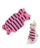 Clrybo Katzenbody | After Op Anti-Trim Cat Recovery Suit | Striped Pink | Professional Surgical Alternative for Belly Wounds & Skin Diseases - Buy Online on GoSupps.com