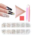 1600 Pieces Rhinestones Nail Art Glitter Stones - Self-Adhesive 6 Sizes with Tweezers & Picker Pen | Perfect for DIY Nail Designs - International Shipping Available - Buy Online on GoSupps.com