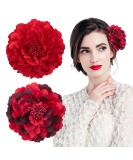 Bofunx 2-Piece Red Flower Hair Clips | Elegant Hair Jewelry for Parties Weddings Halloween & Masquerades - Buy Online on GoSupps.com