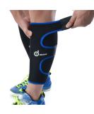 Odoland Adjustable Calf Support - Compression Stockings for Muscle Tear Relief - Blue - 1 Pair - Buy Online on GoSupps.com