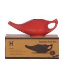 HealthGoodsIn Premium Ceramic Neti Pot - 225ml, Crackle Pattern Red | Handcrafted, Durable & Dishwasher Safe - Buy Online on GoSupps.com