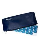 Pill Pod Organizer with Zippered Travel Case - 31-Day Monthly Medication Vitamins & Supplements Organizer (Blue) | Perfect for Travel - Buy Online on GoSupps.com