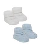 Royal Icon 2 x Pairs Baby Booties 0-3 Months | Warm & Safe Baby Slippers | Soft & Stylish Bootees for Newborn Boys & Girls - Indoor & Outdoor Use | White Blue - Buy Online on GoSupps.com