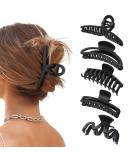 5PCS Large Claw Hair Clips for Thick Hair | Matte Black Big Banana Hair Clips for Women - Non-slip Strong Hold - Buy Online on GoSupps.com