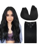 Doores Clip-In Extensions Real Hair - Low Black 60cm (24 inch) 120g - 7 Pieces Natural Straight Hair Extensions - Buy Online on GoSupps.com