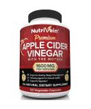 Nutrivein Apple Cider Vinegar Capsules with Mother - 1600mg - 120 Vegan Pills - Supports Healthy Weight Loss, Diet, Detox, Digestion, Keto, Cleanser - Best Supplement for Immune System - ACV Raw - Buy Online on GoSupps.com