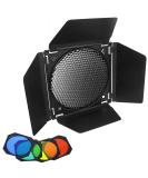 Godox Barn Door BD-04 with Honeycomb Grid for 7 Standard Reflector + Godox LED Video Light with Gel Filters - Photography Lighting Kit - Buy Online on GoSupps.com