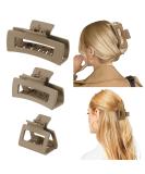 Shinowa Leopard Pattern Hair Clips - 3-Pack Strong Hold Slipproof Jaw Clamp Accessories for Long Thick Hair - Khaki - Buy Online on GoSupps.com