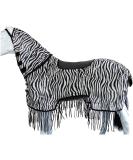 Marengos Zebra Fly Outdoor Ceiling | Insect Protection Horse Blanket with Saddle Cutout & Neck | Fine-Meshed | Black & White | 155 cm - Buy Online on GoSupps.com