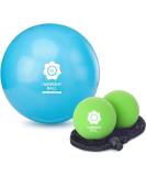 2x Fascia Balls & 1x Gymnastics Ball - Natural Rubber Massage Set for Muscle Relief | Green Fascia & Soft 18cm Ball Savings - Buy Online on GoSupps.com