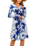 OUGES Women's V-Neck Maternity Nursing Dress with Pockets - Long Sleeve Floral - M Size - Buy Online on GoSupps.com
