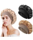AliLeader 2Pcs Silk Hair Wrap for Sleeping - Black+Gold Satin Bonnet for Curly Hair - Buy Online on GoSupps.com