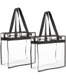 2 Pack Stadium Approved Clear Tote Bags with Zipper, 12x6x12 Large Bags with Handles for Concerts - Buy Online on GoSupps.com