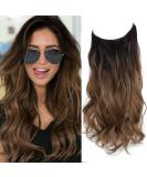 Secret Hair Extensions 20 Inch Synthetic Wavy Hair Pieces for Women Transparent Invisible Wire Hair Extensions Brown with Dark Root Hair Extension 20 inch Brown with Dark Root - Buy Online on GoSupps.com