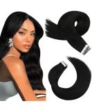 Moresoo Jet Black Tape in Hair Extensions - 10 Inch Real Human Hair, 20 Pieces, 30g #1B - Buy Online on GoSupps.com