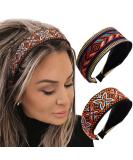 Sinalty Boho Wide Headbands - Embroidered Ethnic Turban Hairbands for Women (Vintage) - Pack of 2 - Buy Online on GoSupps.com