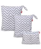 Damero Wetbag Fabric Diapers | Reusable Diaper Bag Set | 3-Piece Washable Organizer for Boys & Girls | Gray Chevron Design - Buy Online on GoSupps.com