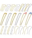 22-Piece Metal U-Shaped Hairpin Set for Women - French Style Chignon Pin Hair Accessories in Gold & Silver - 6 Styles - Buy Online on GoSupps.com