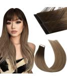 Moresoo Invisible Tape Hair Extensions - Real Hair 55cm Dark Brown to Blond 5 Pieces 12.5g #2/DXB/18 | Premium Quality Extensions - Buy Online on GoSupps.com