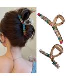 Souarts Butterfly Flowers Hair Clip - Thick Non-Slip Metal Hair Clips for Girls & Women | Colorful Bear Acrylic Set of 2 - Stylish Hair Claw Accessories - Buy Online on GoSupps.com