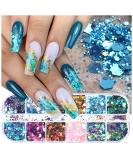 Holographic Nail Art Glitter Flakes - 12 Grids | Hexagon Sequins for Manicure Decoration - Buy Online on GoSupps.com