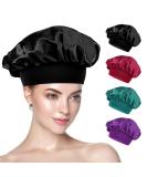 Yiows Silk Bonnet Set - 2 Luxury Silk Hair Wraps for Sleeping | Soft Sleep Hats for Women & Girls (Black Red Violet Cyan) - Buy Online on GoSupps.com