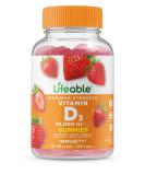 Lifeable Vitamin D3 10000 IU Gummies - Gluten Free Vegetarian Chewables for Strong Bones - 90 Count - Buy Online on GoSupps.com